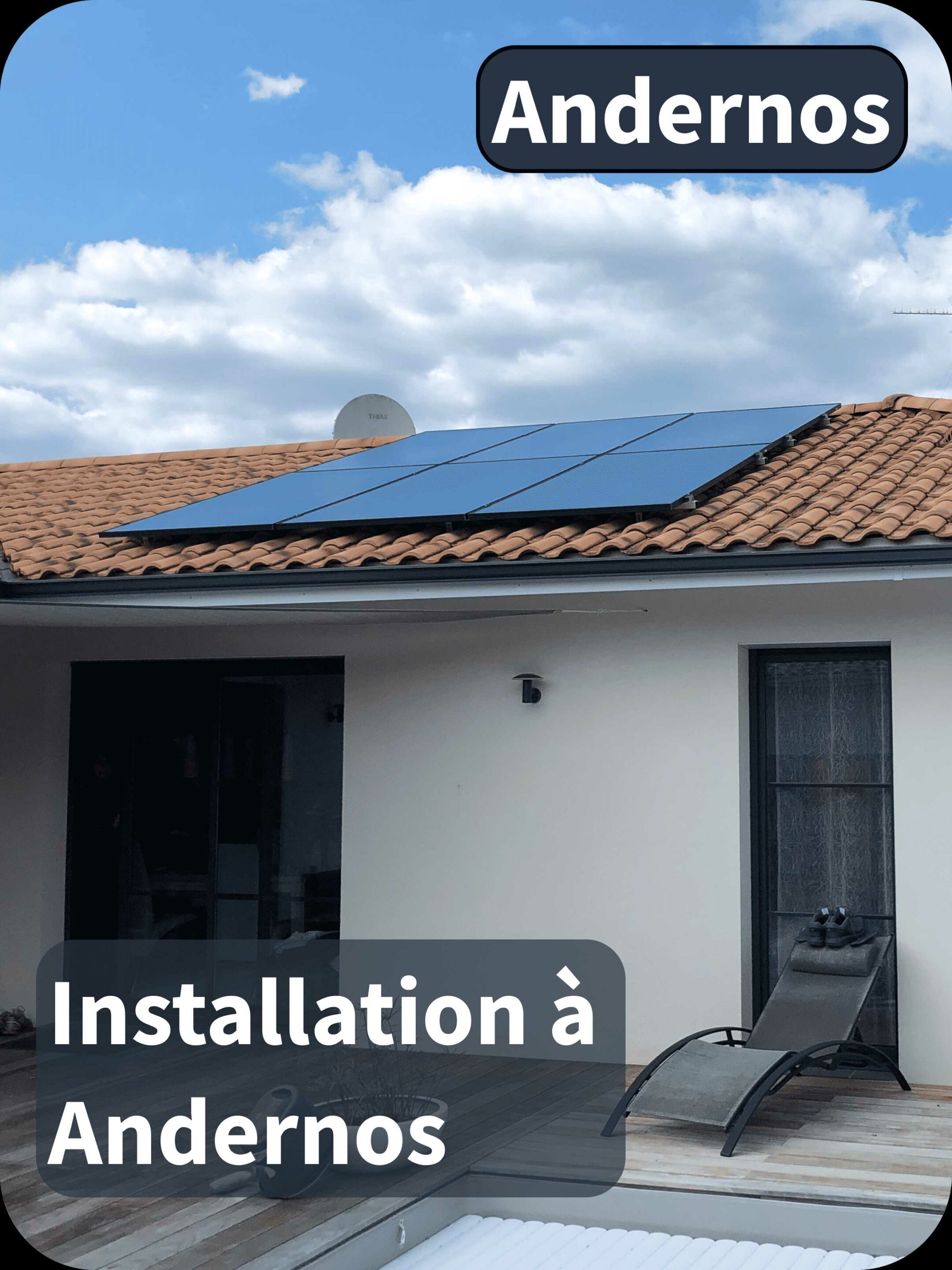 Panneaux solaires installés sur un toit par Solanov à Andernos, Nouvelle-Aquitaine, France